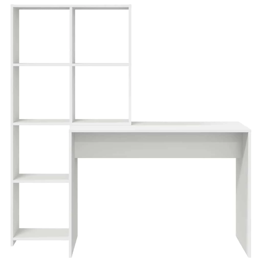 Bureau avec étagère 138,5 x 55 x 143 cm blanc bois d'ingénierie – vue de dessus