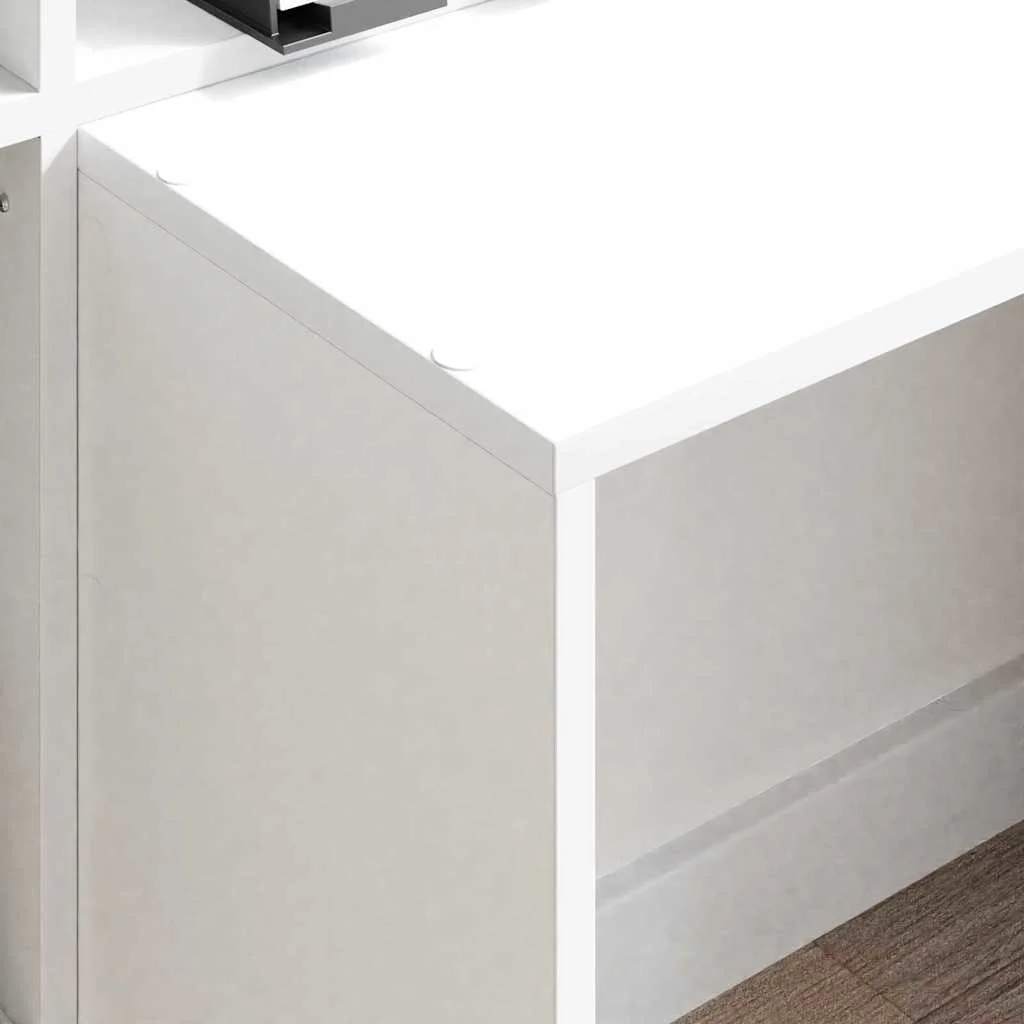 Bureau avec étagère 138,5 x 55 x 143 cm blanc bois d'ingénierie – vue en situation