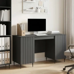 Bureau avec étagère 142,5 x 50 x 75 cm noir bois d'ingénierie – vue d’ensemble