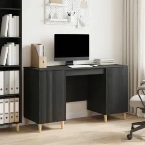 Bureau avec étagère 142,5 x 50 x 75 cm noir bois d'ingénierie – modèle 2 – vue d’ensemble