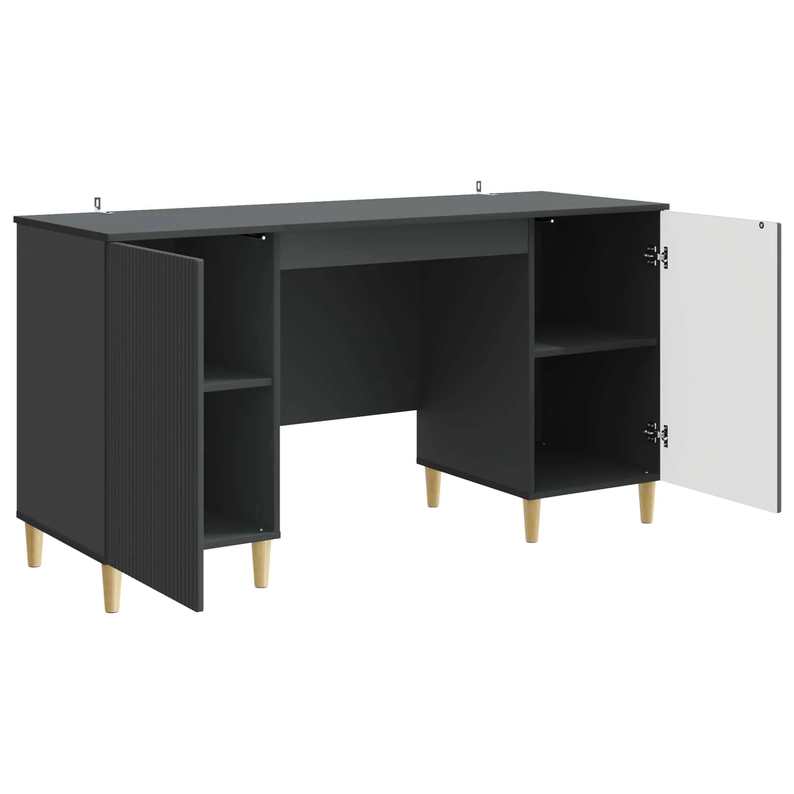 Bureau avec étagère 142,5 x 50 x 75 cm noir bois d'ingénierie – modèle 2 – vue en situation
