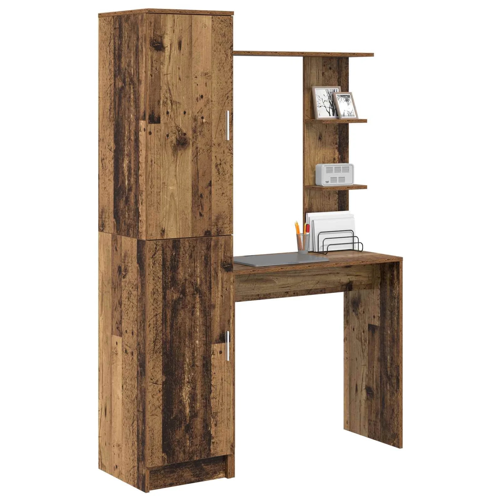 Bureau avec étagère avec stockage 2 pièces 113,5 x 39 x 168 cm bois ancien – vue de détail