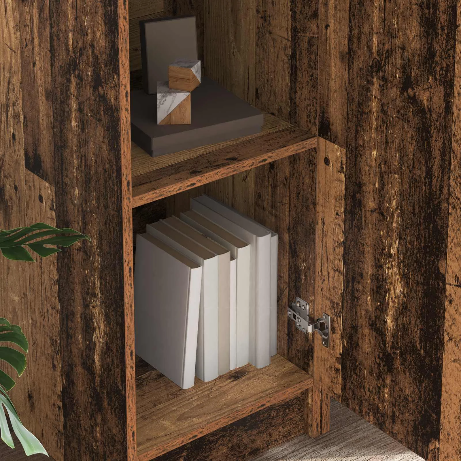 Bureau avec étagère avec stockage 2 pièces 113,5 x 39 x 168 cm bois ancien – vue en situation