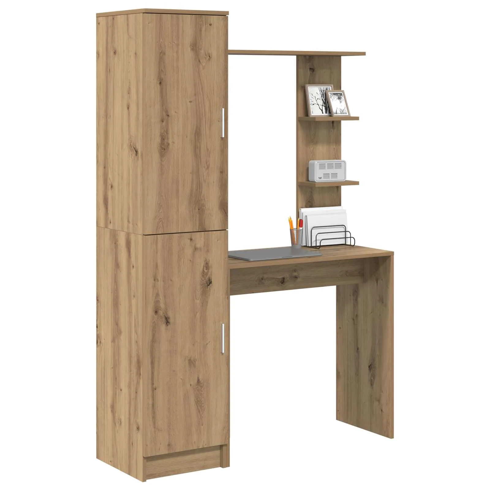 Bureau avec étagère avec stockage 2 pièces 113,5 x 39 x 168 cm chêne artisanal – vue de détail