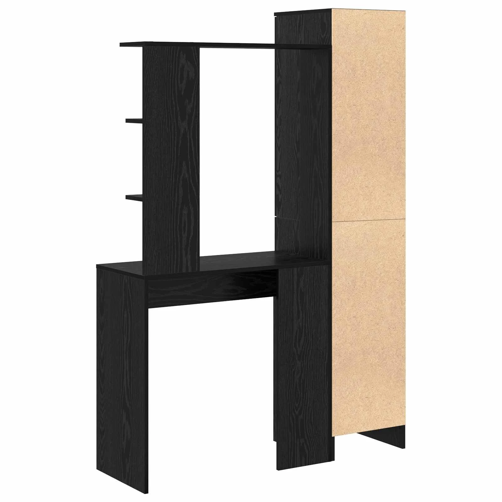 Bureau avec étagère avec stockage 2 pièces 113,5 x 39 x 168 cm chêne noir – vue de dessus