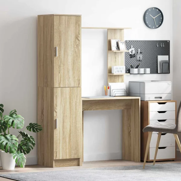 Bureau avec étagère avec stockage 2 pièces 113,5 x 39 x 168 cm chêne sonoma – vue d’ensemble