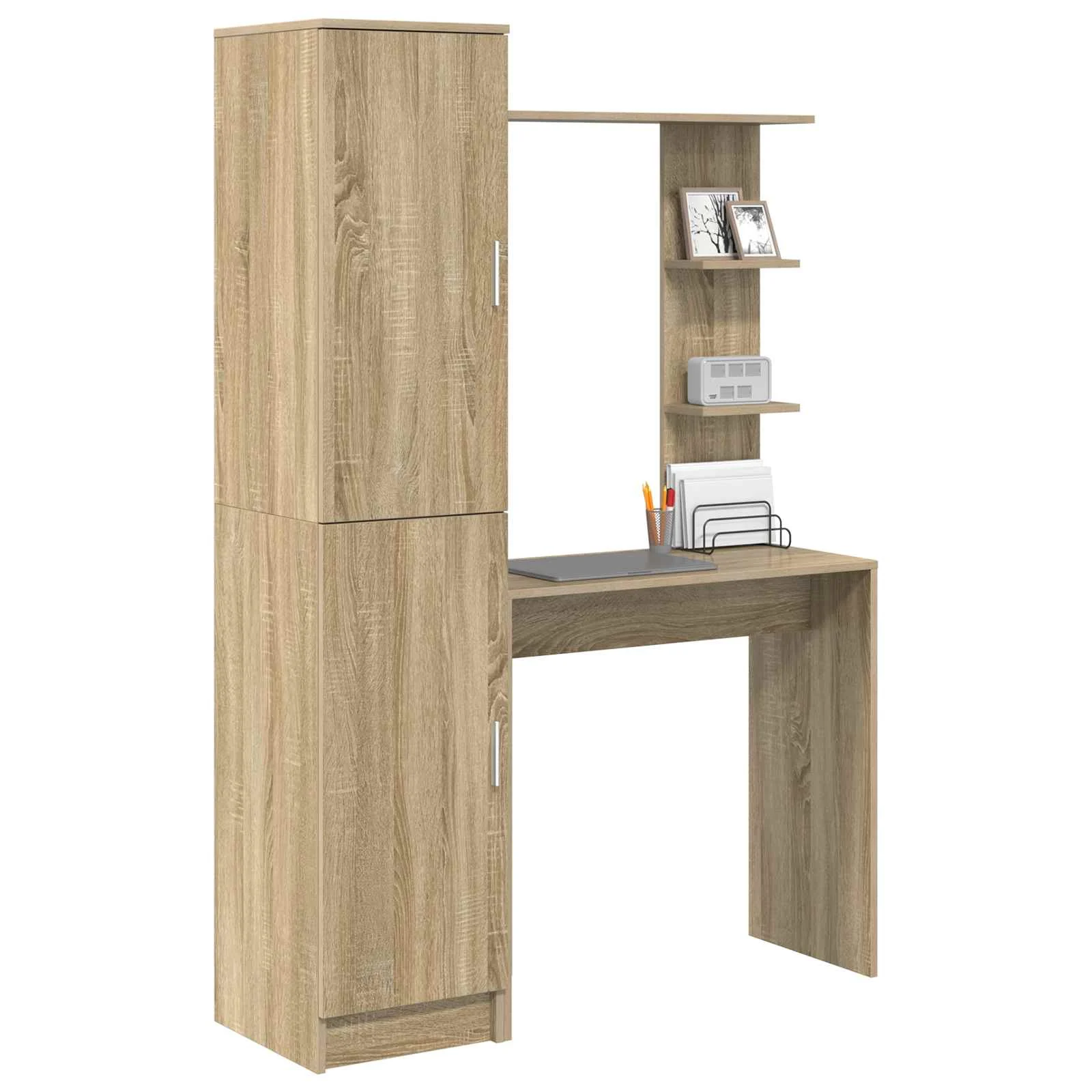 Bureau avec étagère avec stockage 2 pièces 113,5 x 39 x 168 cm chêne sonoma – vue de détail