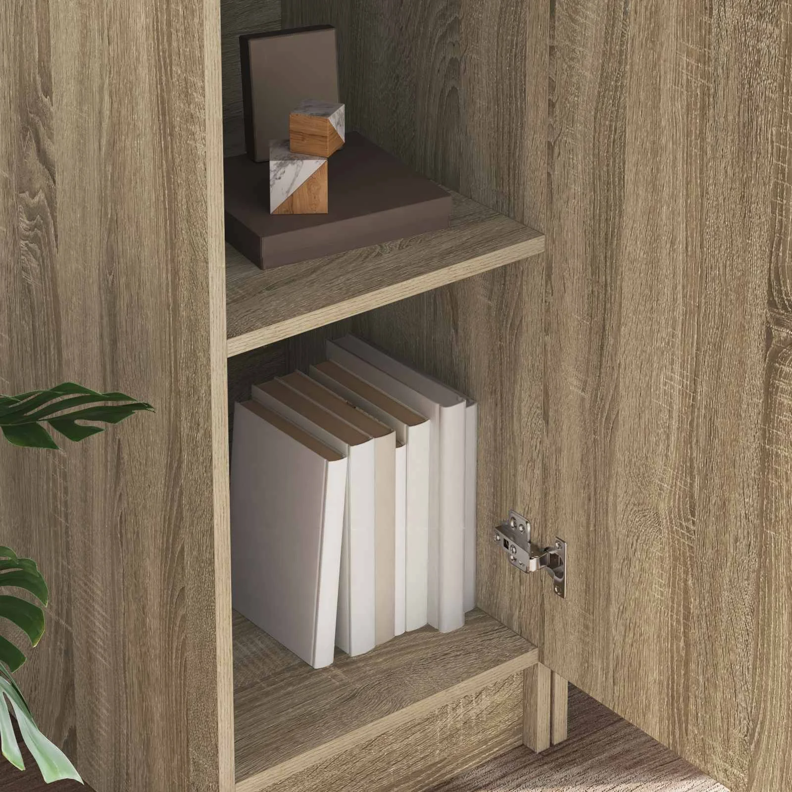 Bureau avec étagère avec stockage 2 pièces 113,5 x 39 x 168 cm chêne sonoma – vue en situation