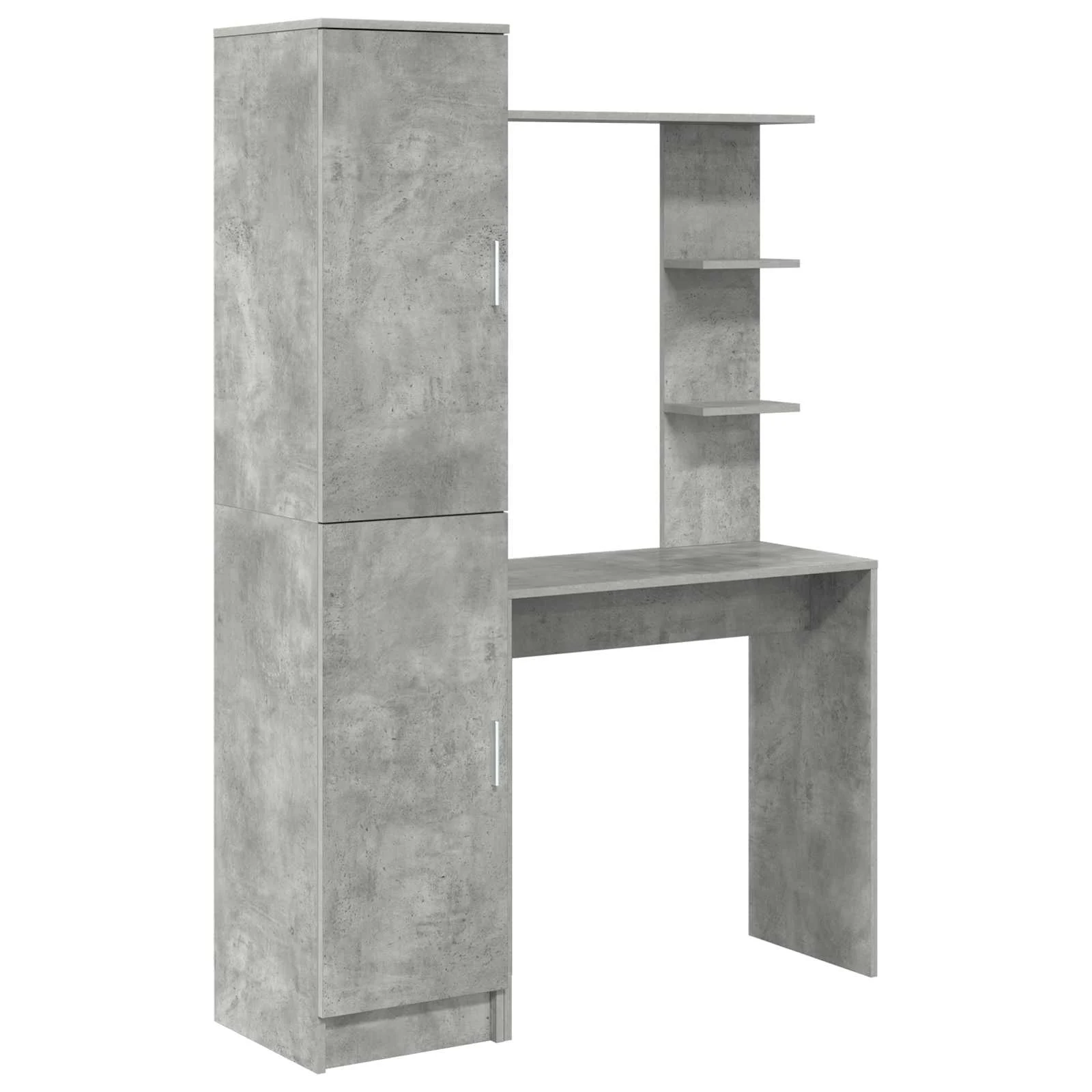 Bureau avec étagère avec stockage 2 pièces 113,5 x 39 x 168 cm gris béton – vue de côté