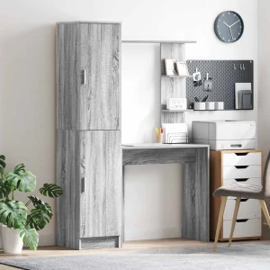 Bureau avec étagère avec stockage 2 pièces 113,5 x 39 x 168 cm sonoma gris – vue d’ensemble