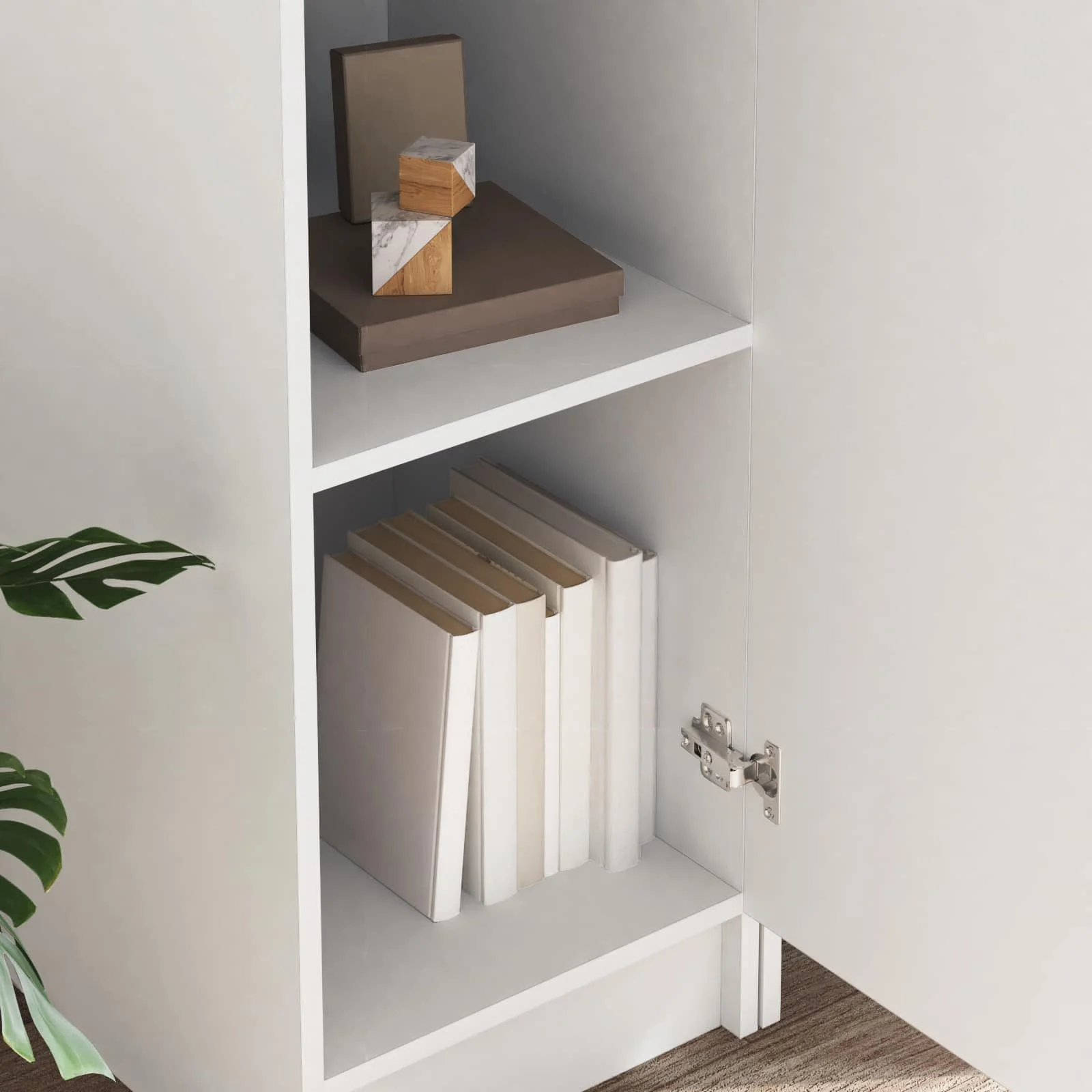 Bureau avec étagère avec stockage avec porte 2 pièces 113,5 x 39 x 168 cm blanc – vue de dessus