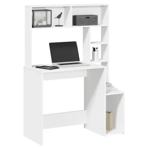 Bureau avec étagères 100 x 45 x 140 cm blanc bois d'ingénierie – vue d’ensemble