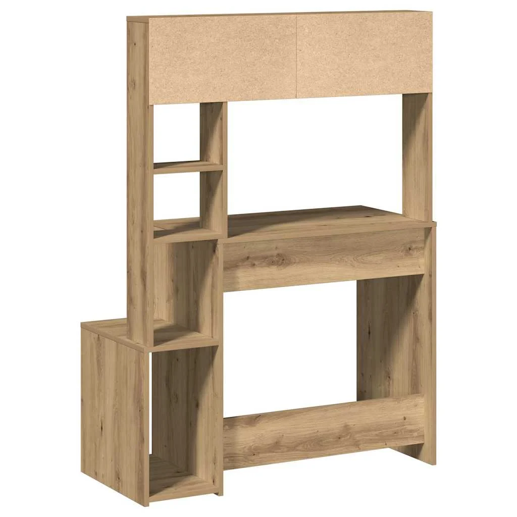 Bureau avec étagères 100 x 45 x 140 cm chêne artisanal bois d'ingénierie – vue de dessus