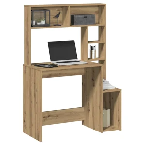 Bureau avec étagères 100 x 45 x 140 cm chêne artisanal bois d'ingénierie – vue d’ensemble