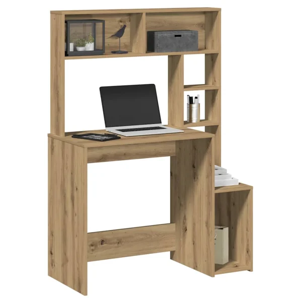 Bureau avec étagères 100 x 45 x 140 cm chêne artisanal bois d'ingénierie – vue d’ensemble