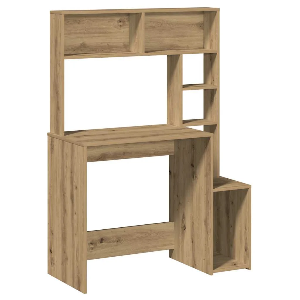 Bureau avec étagères 100 x 45 x 140 cm chêne artisanal bois d'ingénierie – vue de côté