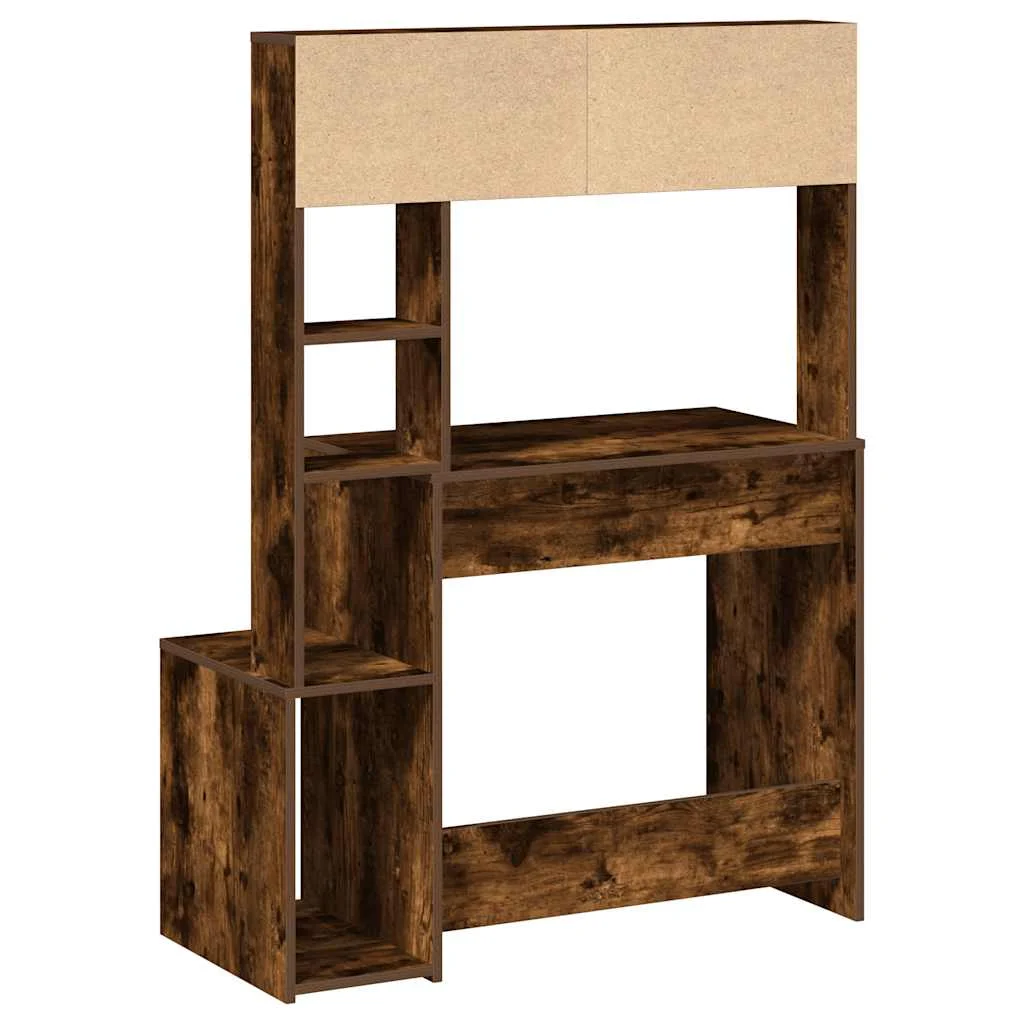 Bureau avec étagères 100 x 45 x 140 cm chêne fumé bois d'ingénierie – vue de dessus