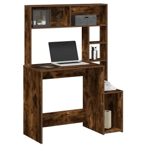 Bureau avec étagères 100 x 45 x 140 cm chêne fumé bois d'ingénierie – vue d’ensemble