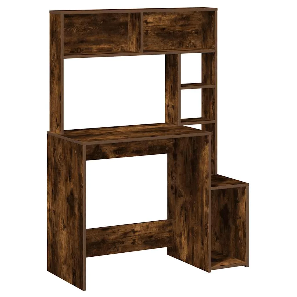 Bureau avec étagères 100 x 45 x 140 cm chêne fumé bois d'ingénierie – vue de côté