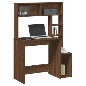 Bureau et étagères 100 x 45 x 140 cm chêne marron bois d'ingénierie – vue d’ensemble