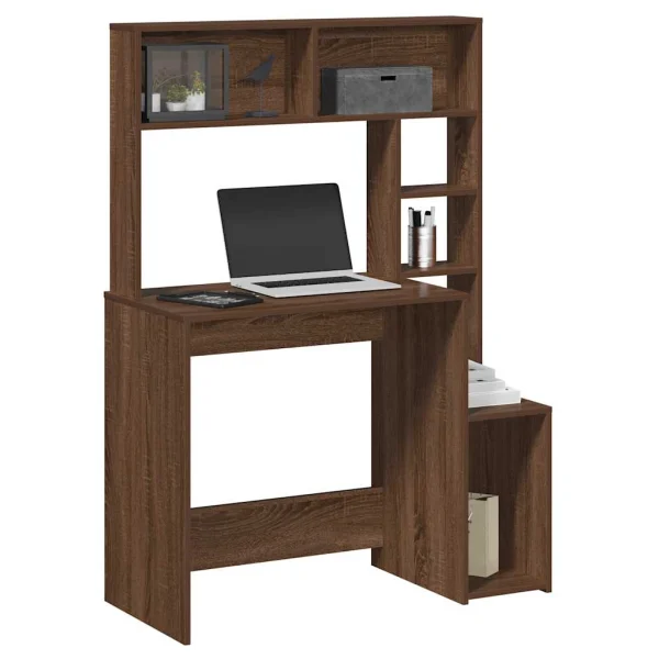 Bureau et étagères 100 x 45 x 140 cm chêne marron bois d'ingénierie – vue d’ensemble