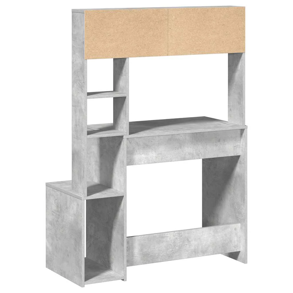 Bureau avec étagères 100 x 45 x 140 cm gris béton bois d'ingénierie – vue de dessus