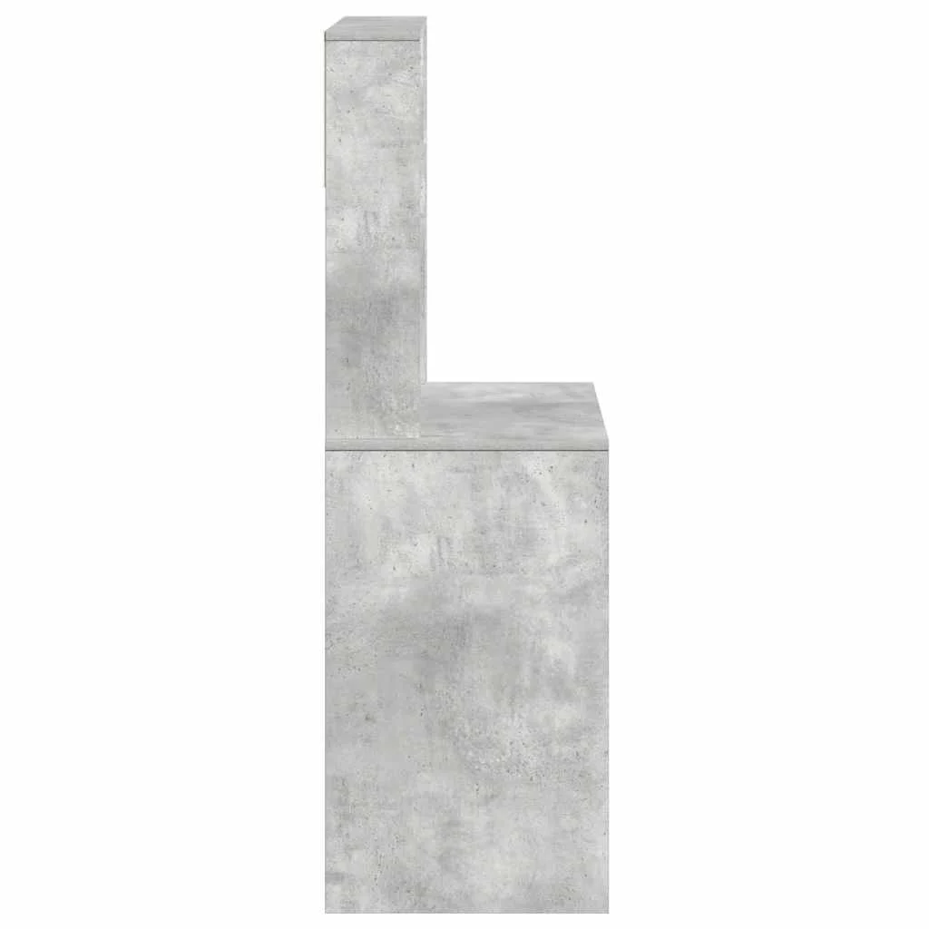 Bureau avec étagères 100 x 45 x 140 cm gris béton bois d'ingénierie – vue de dos