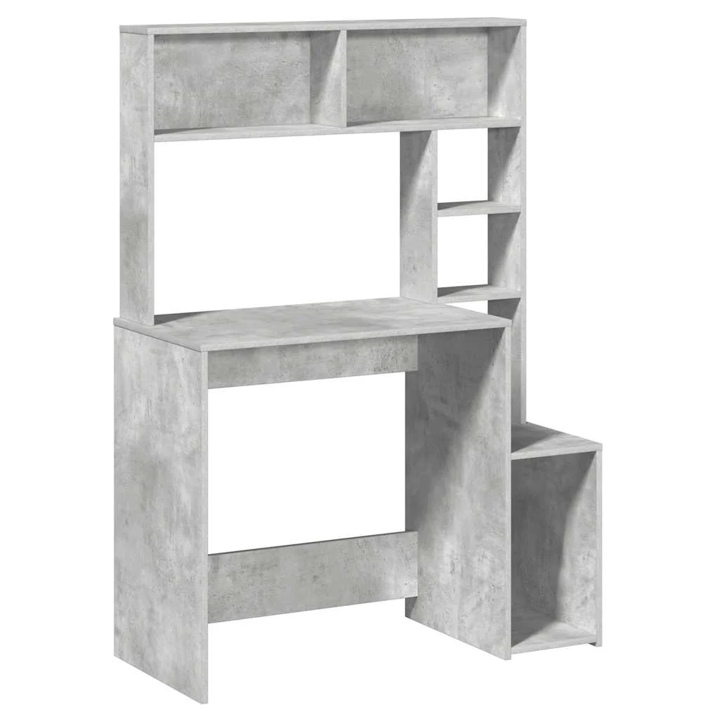 Bureau avec étagères 100 x 45 x 140 cm gris béton bois d'ingénierie – vue de côté