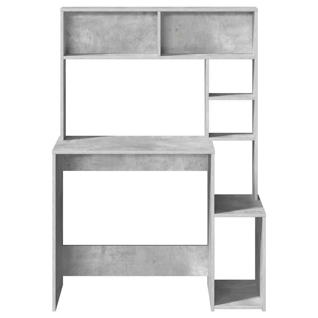 Bureau avec étagères 100 x 45 x 140 cm gris béton bois d'ingénierie – vue en situation