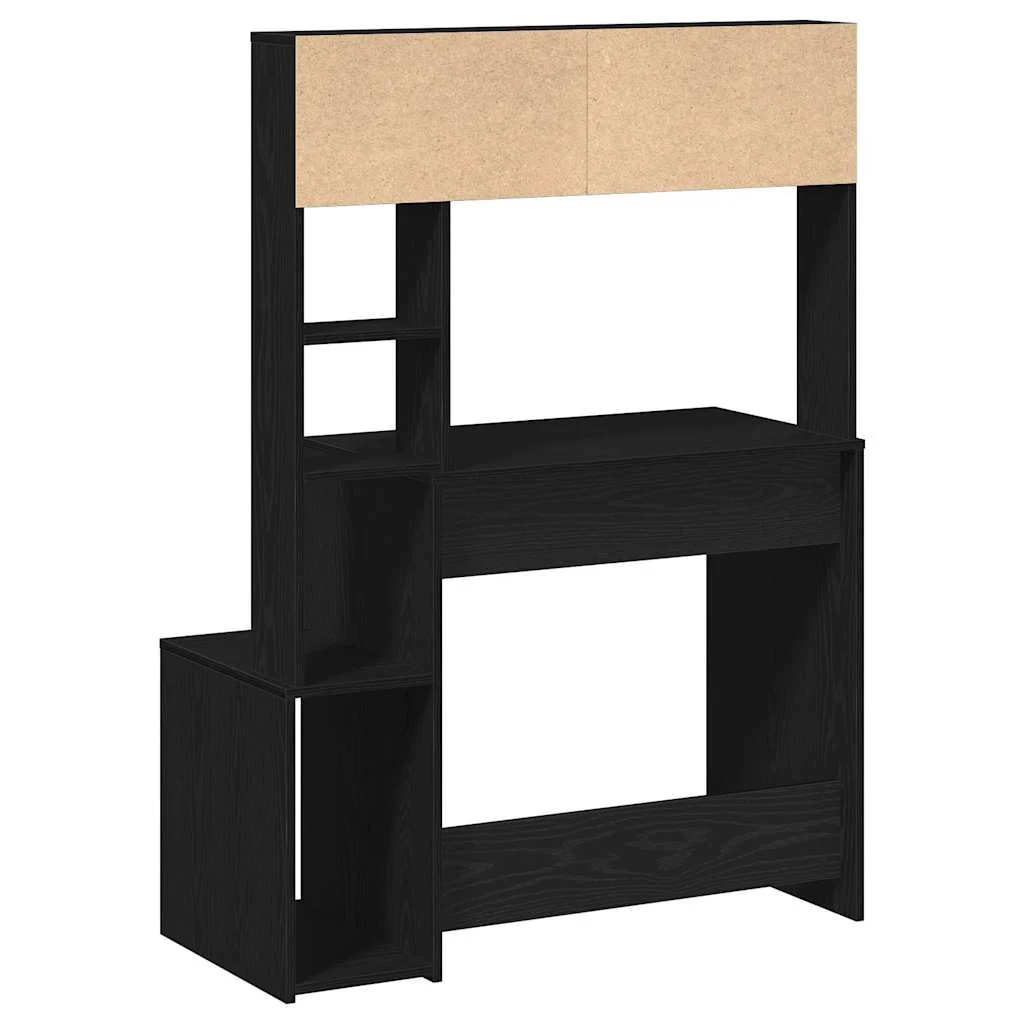 Bureau avec étagères 100 x 45 x 140 cm noir bois d'ingénierie – vue de dessus