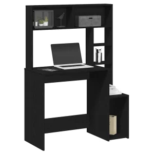 Bureau avec étagères 100 x 45 x 140 cm noir bois d'ingénierie – vue d’ensemble