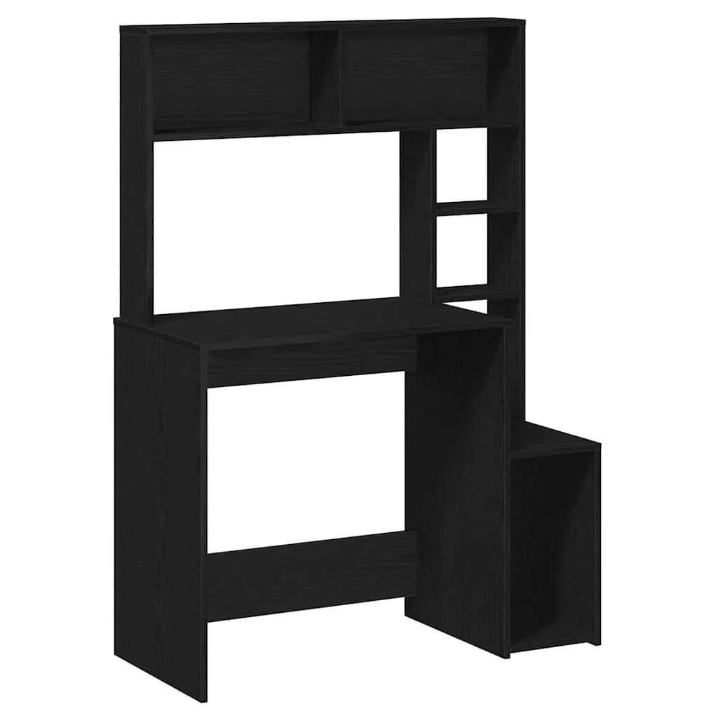 Bureau avec étagères 100 x 45 x 140 cm noir bois d'ingénierie – vue de côté