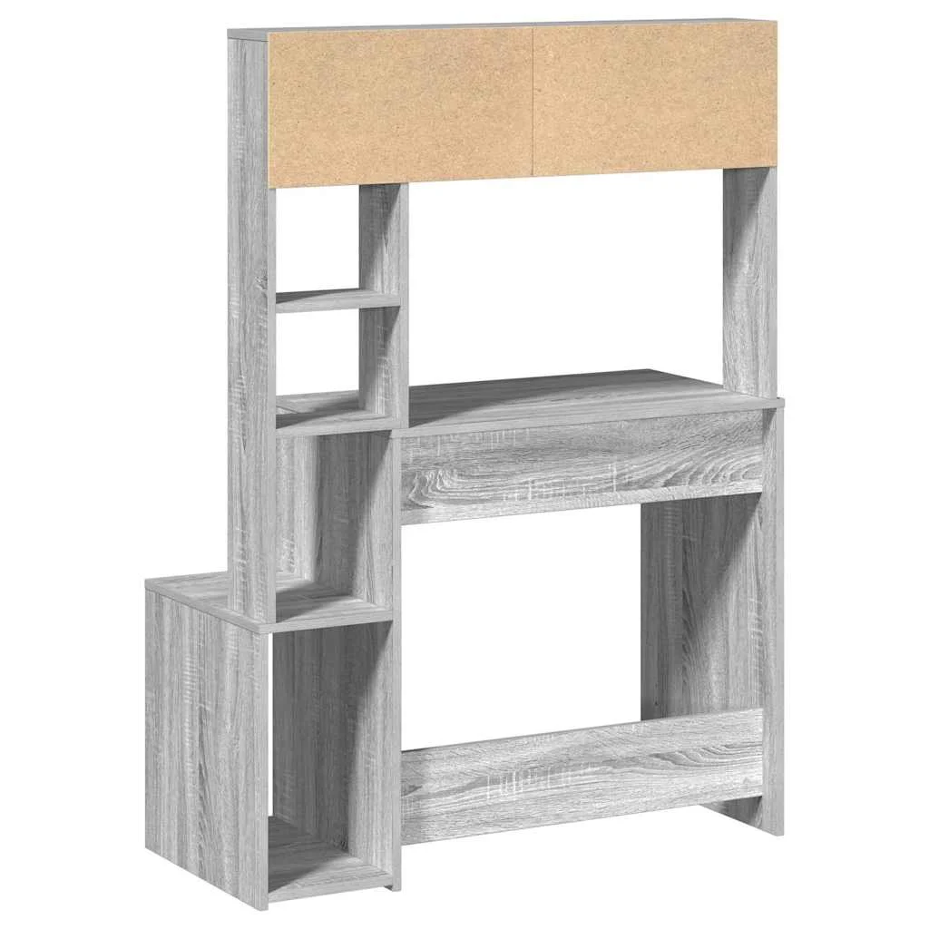 Bureau avec étagères 100 x 45 x 140 cm sonoma gris bois d'ingénierie – vue de dessus