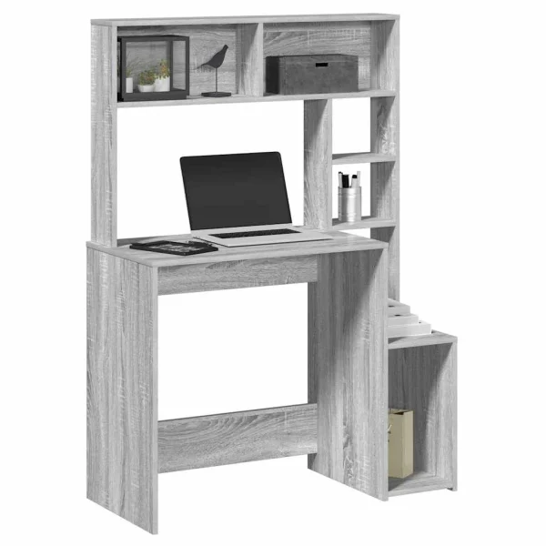 Bureau avec étagères 100 x 45 x 140 cm sonoma gris bois d'ingénierie – vue d’ensemble