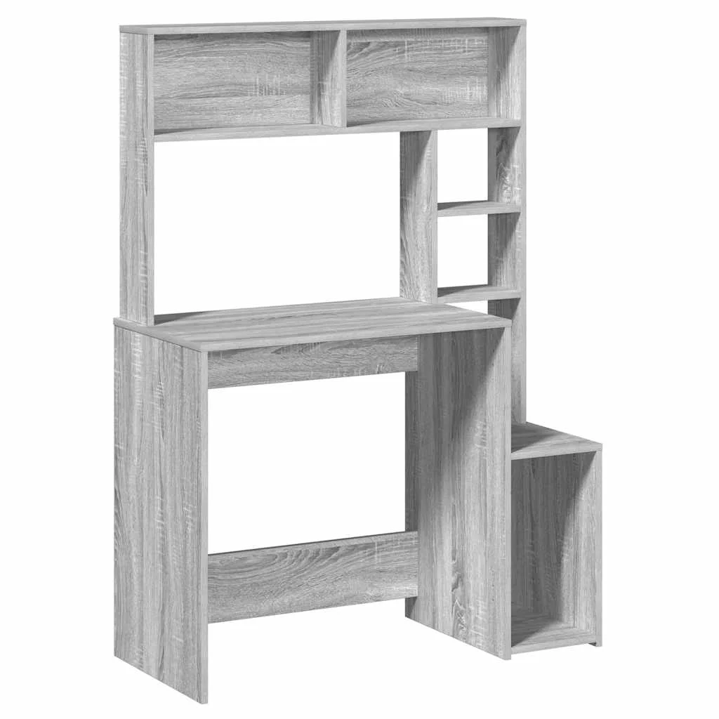 Bureau avec étagères 100 x 45 x 140 cm sonoma gris bois d'ingénierie – vue de côté