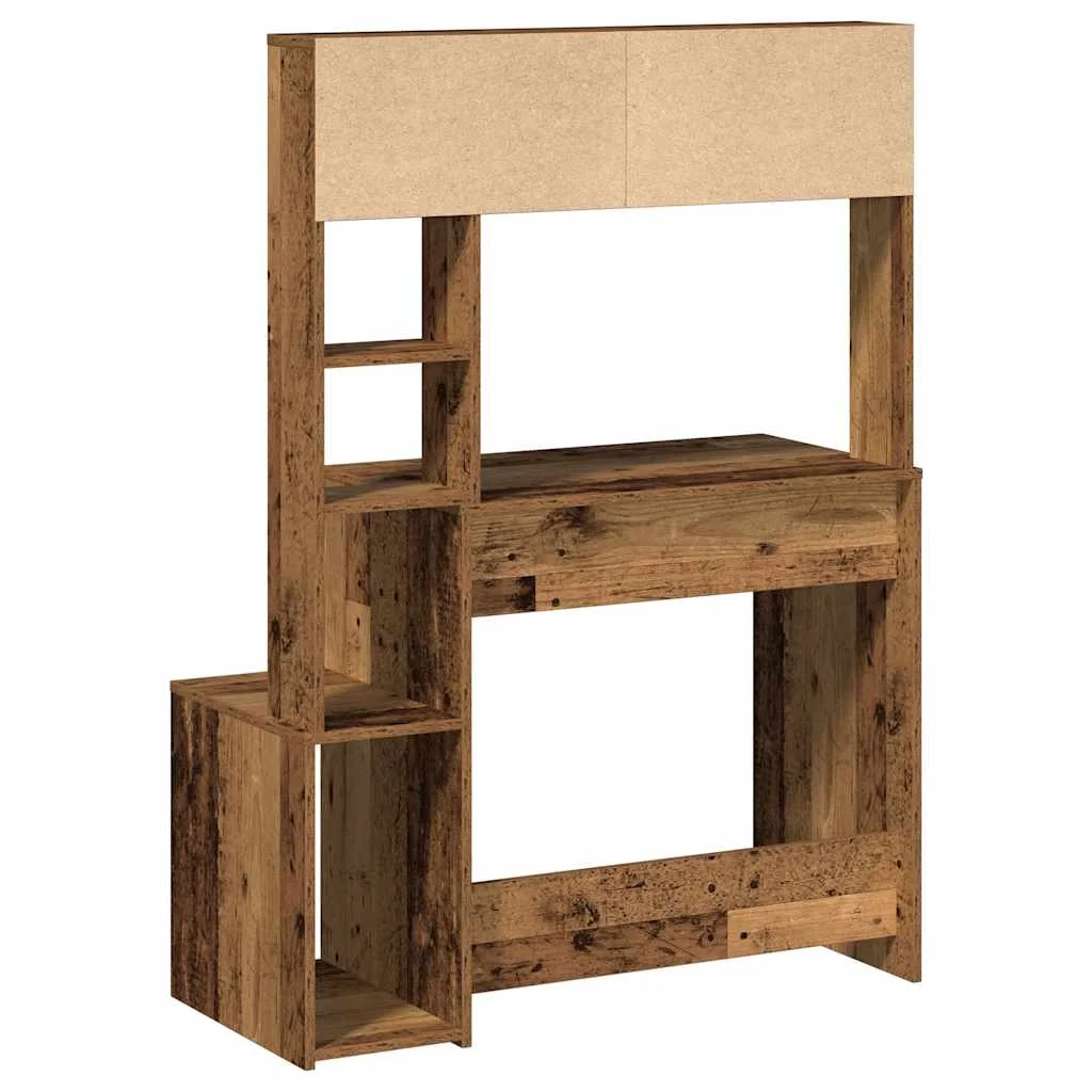 Bureau avec étagères 100 x 45 x 140 cm vieux bois bois d'ingénierie – vue de dessus