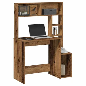 Bureau avec étagères 100 x 45 x 140 cm vieux bois bois d'ingénierie – vue d’ensemble