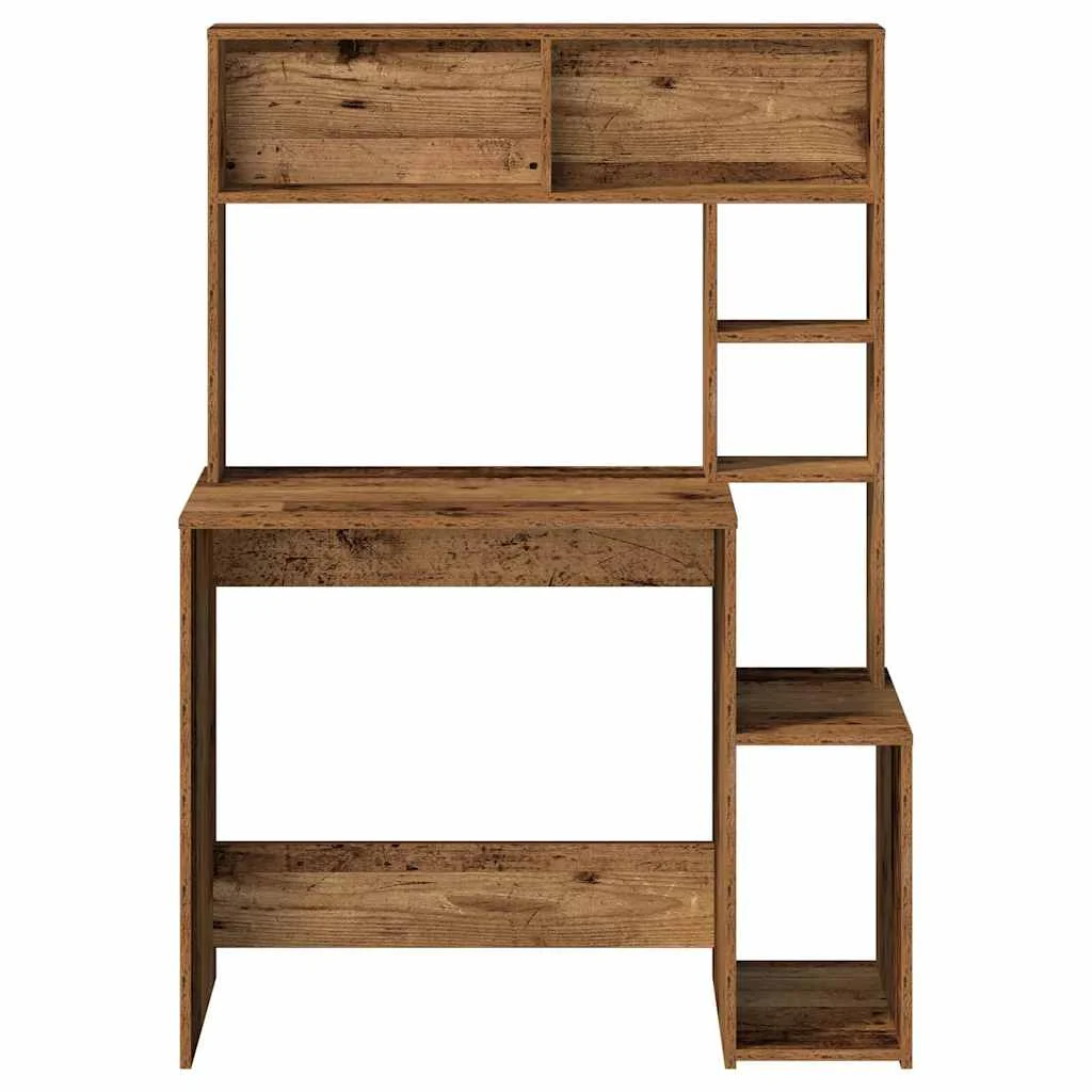 Bureau avec étagères 100 x 45 x 140 cm vieux bois bois d'ingénierie – vue en situation