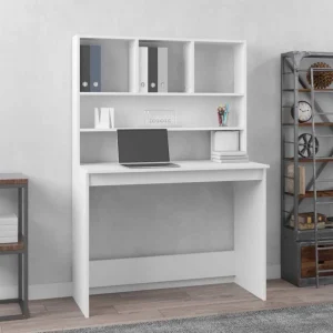 Bureau avec étagères 102 x 45 x 148 cm blanc bois d'ingénierie – vue d’ensemble
