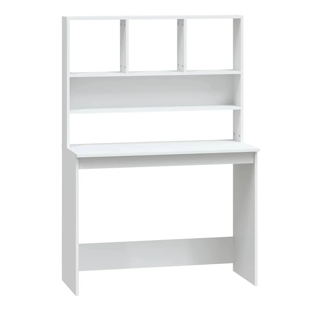 Bureau avec étagères 102 x 45 x 148 cm blanc bois d'ingénierie – vue de côté