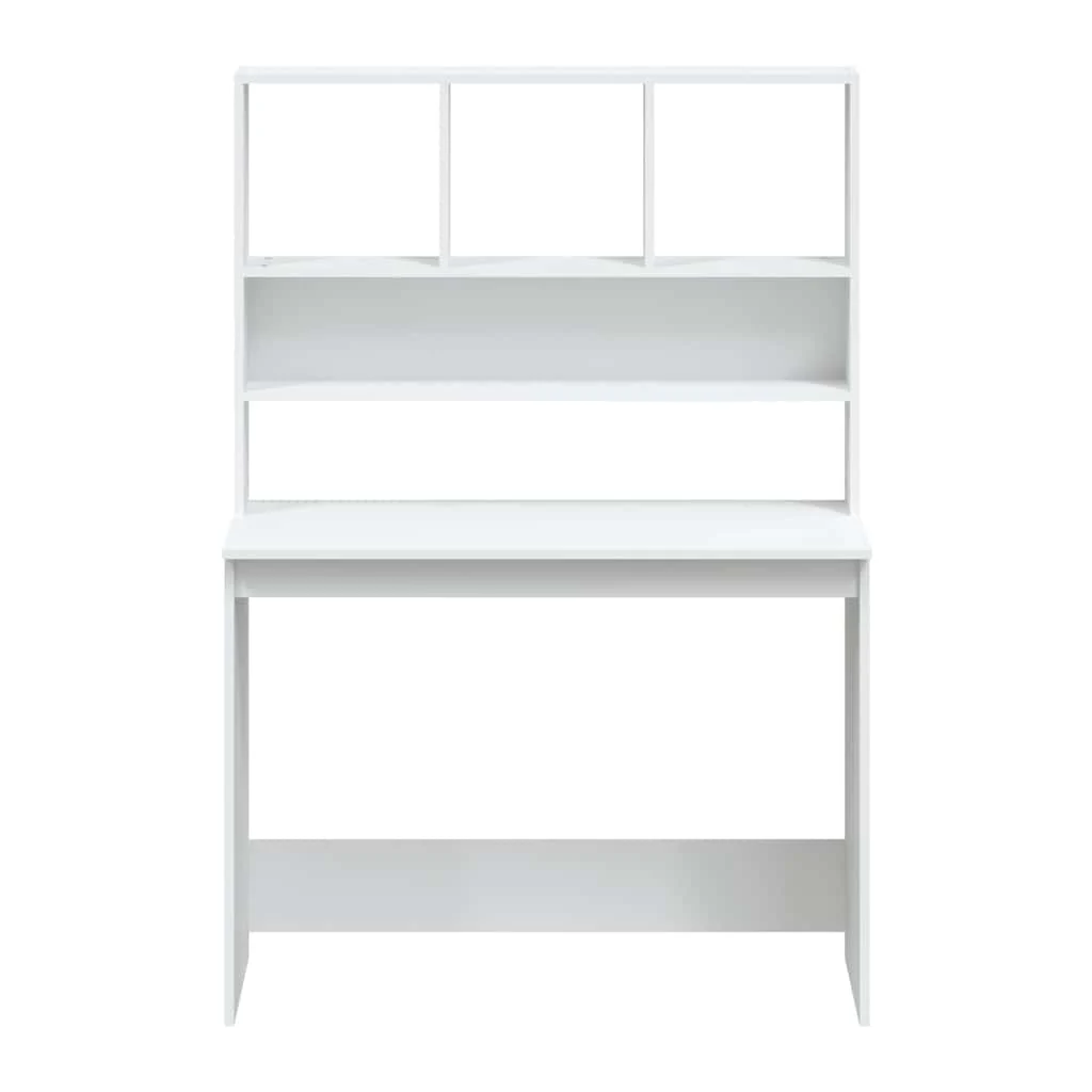 Bureau avec étagères 102 x 45 x 148 cm blanc bois d'ingénierie – vue en situation