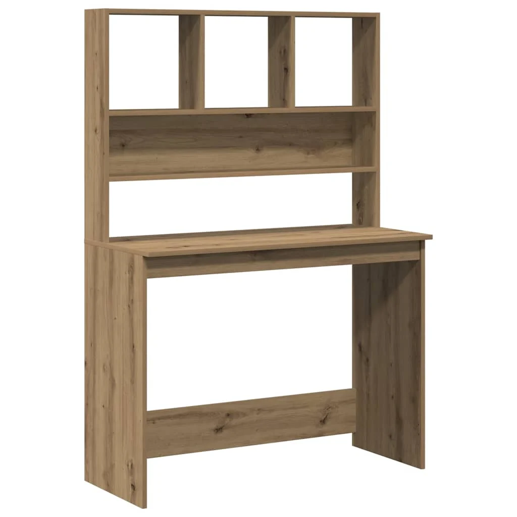 Bureau avec étagères 102 x 45 x 148 cm chêne artisanal bois d'ingénierie – vue de côté