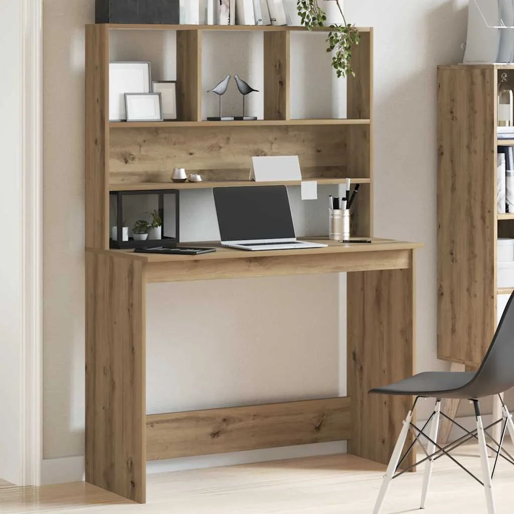 Bureau avec étagères 102 x 45 x 148 cm chêne artisanal bois d'ingénierie – vue de détail