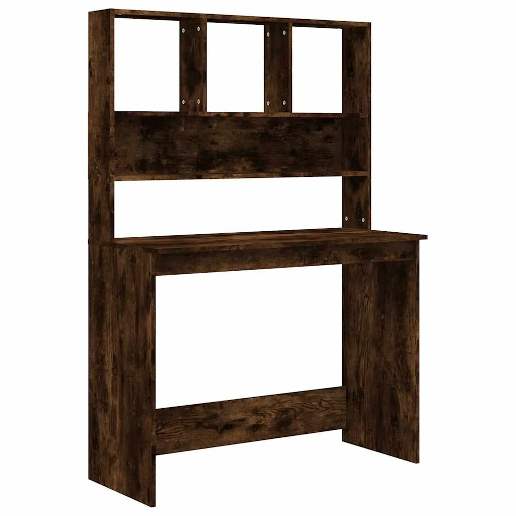 Bureau avec étagères 102 x 45 x 148 cm chêne fumé bois d'ingénierie – vue de côté