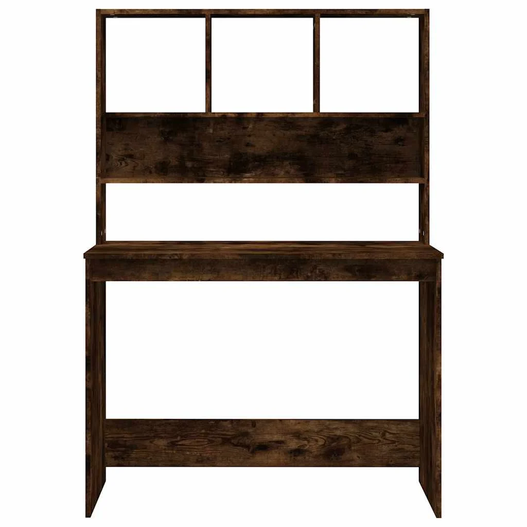 Bureau avec étagères 102 x 45 x 148 cm chêne fumé bois d'ingénierie – vue en situation