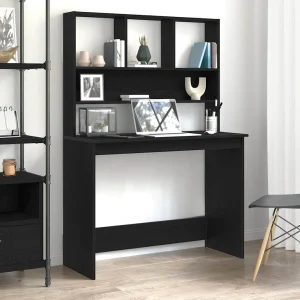 Bureau avec étagères 102 x 45 x 148 cm chêne noir bois d'ingénierie – vue d’ensemble