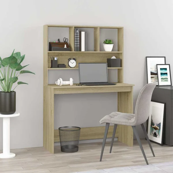Bureau avec étagères 102 x 45 x 148 cm chêne sonoma bois d'ingénierie – vue d’ensemble
