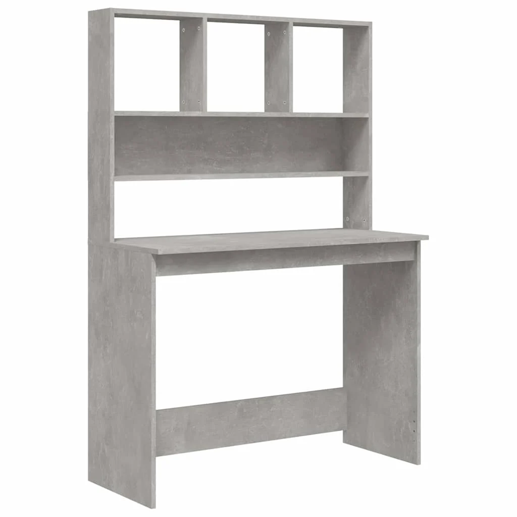 Bureau avec étagères 102 x 45 x 148 cm gris béton bois d'ingénierie – vue de côté
