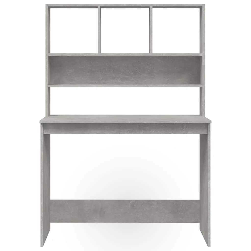 Bureau avec étagères 102 x 45 x 148 cm gris béton bois d'ingénierie – vue en situation