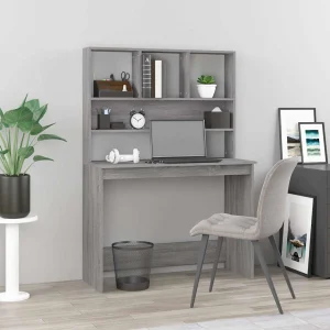 Bureau avec étagères 102 x 45 x 148 cm sonoma gris bois d'ingénierie – vue d’ensemble